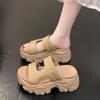 Thick-bottomed fashion cool slippers for women, muffin bottom casual one-word slippers for women
