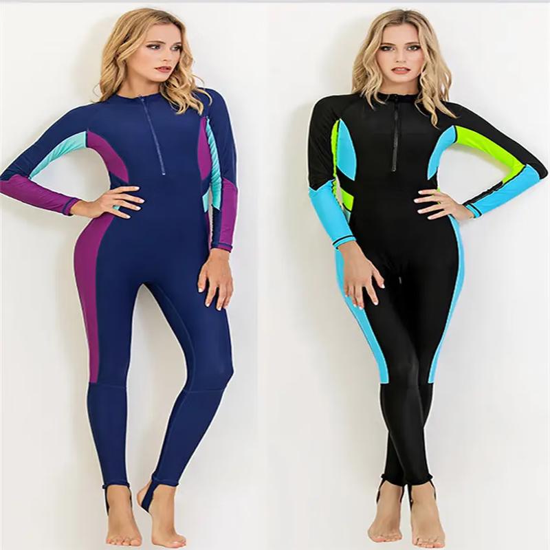 SBART Women's Long Sleeve One-Piece Wetsuit Swimsuit