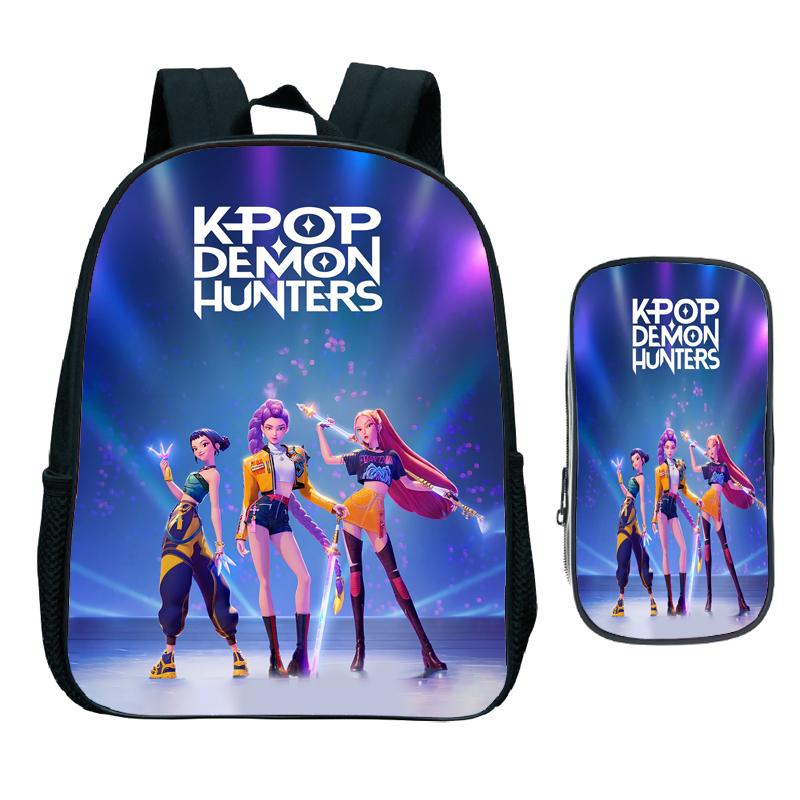 Detský KPop Demon Hunters Predškolský batoh 2-dielna súprava s peračníkom Deti Huntrix Dievča Batoľa Zoey Rumi Mira Saja Chlapci Ruksak