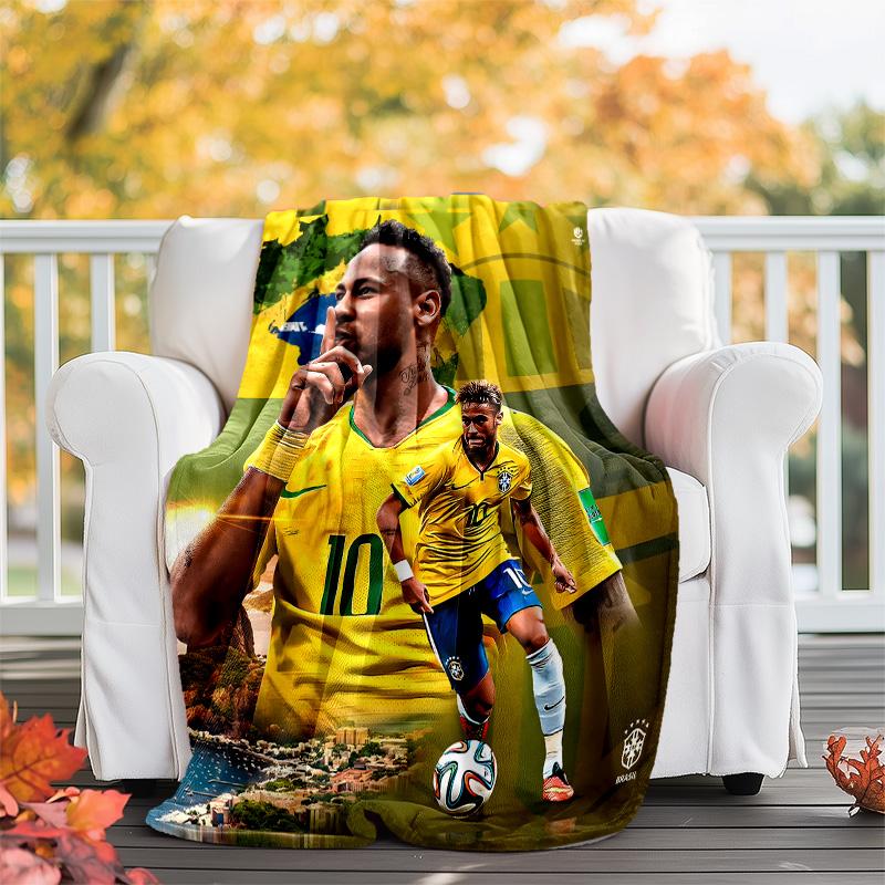 1pc Neymar1 Theme Blanket - Digital Print, Polyester, Cozy for All Seasons, Perfect for Outdoor, and Travel