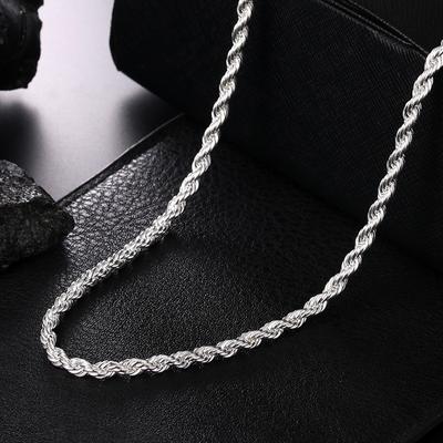 3MM 4MM Twist Lanové řetízky Náhrdelníky Humr zavírací límce Dámské 925 Stříbrný řetízkový náhrdelník pro muže
