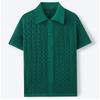 Men Single-breasted Knitted Polo Shirts Short Sleeve Stripe Jacquarded Luxury Cardigan American Fashion Premium Quality Knitwear