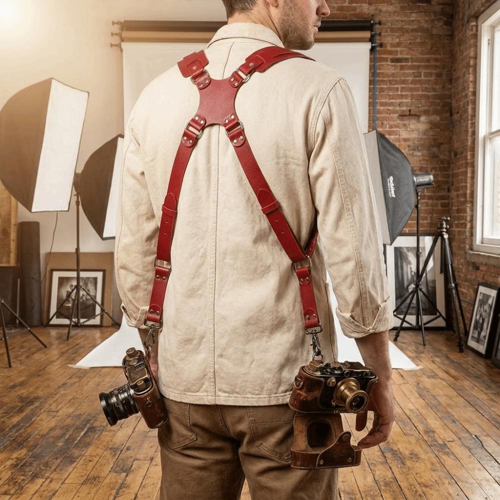 Professionelles Kamera-Geschirr Verstellbarer DSLR-Kameragurt Kamera-Doppelschultergurt Fotografen