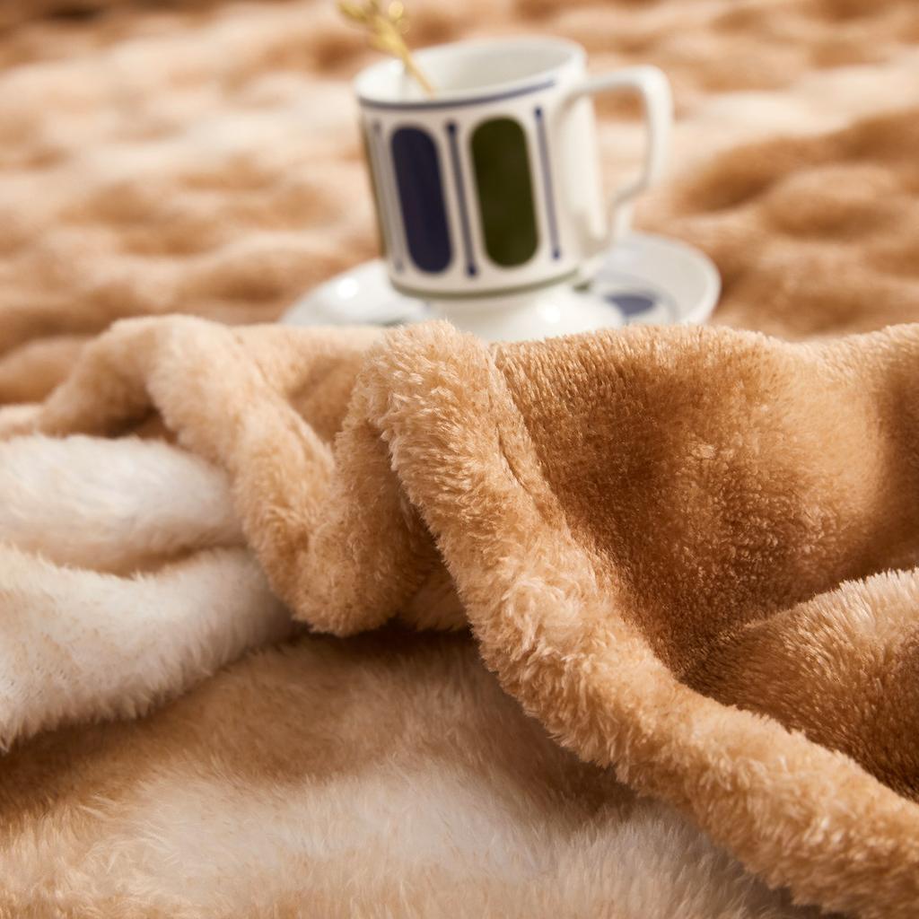 Imitation Rabbit Fur Blanket, Plain Bubble Milk Velvet Single-layer Blanket, Office Nap Blanket, Cover Blanket Four Seasons