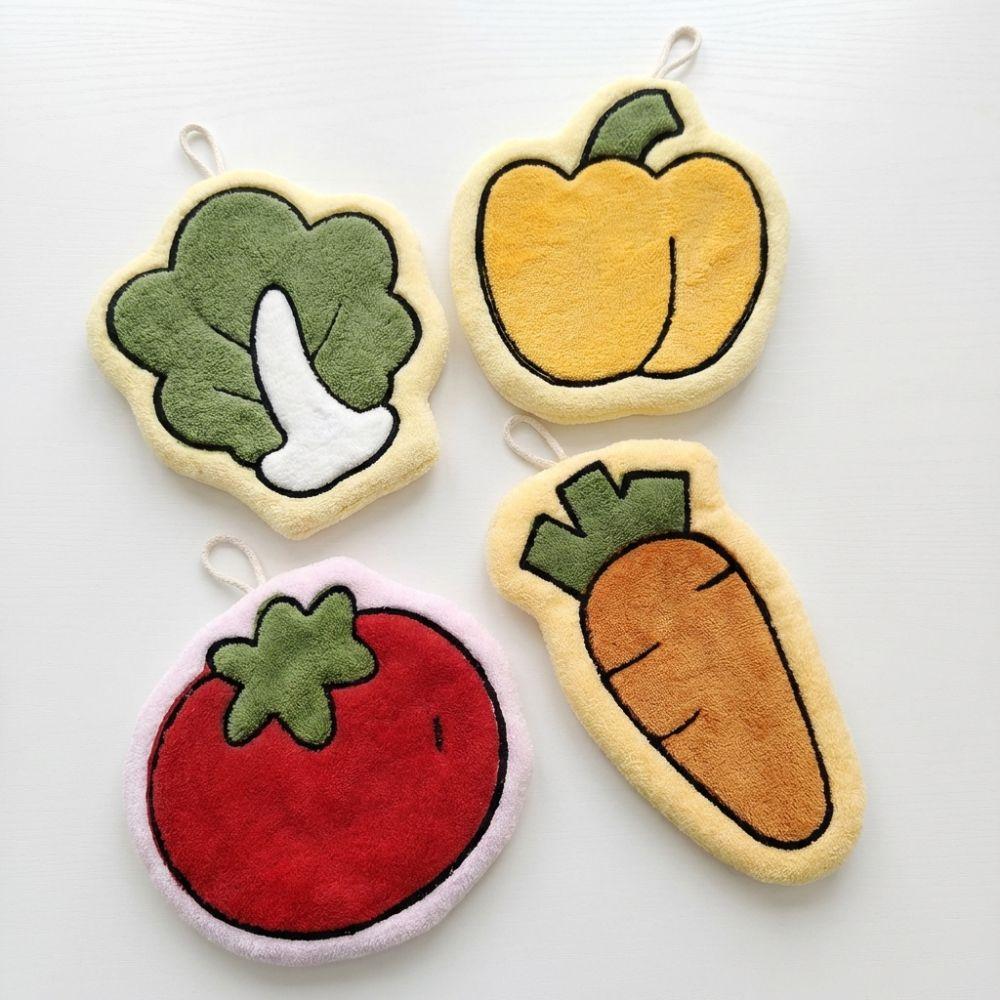 Carrot Hand Towels Vegetables Wall Hanging Rag Creativity Handkerchief Kitchen Bathroom