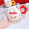 Birthday Souvenir Gift Cute Cartoon Mug Ceramic Cup Flower Handle