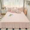 Solid color embroidery thickened bed skirt clipped with cotton soft and vertical elegant without deformation bed skirt