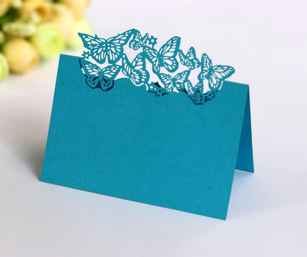 50pcs Seat Card Butterfly Hollow Heart Table Card Wedding Name Sign In Table Wholesale Table Numbers Wedding Thank You Cards