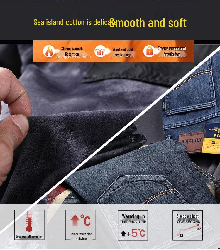 Men's 2024 Fleece-Lined Stretch Straight-Leg Pants for Spring & Autumn