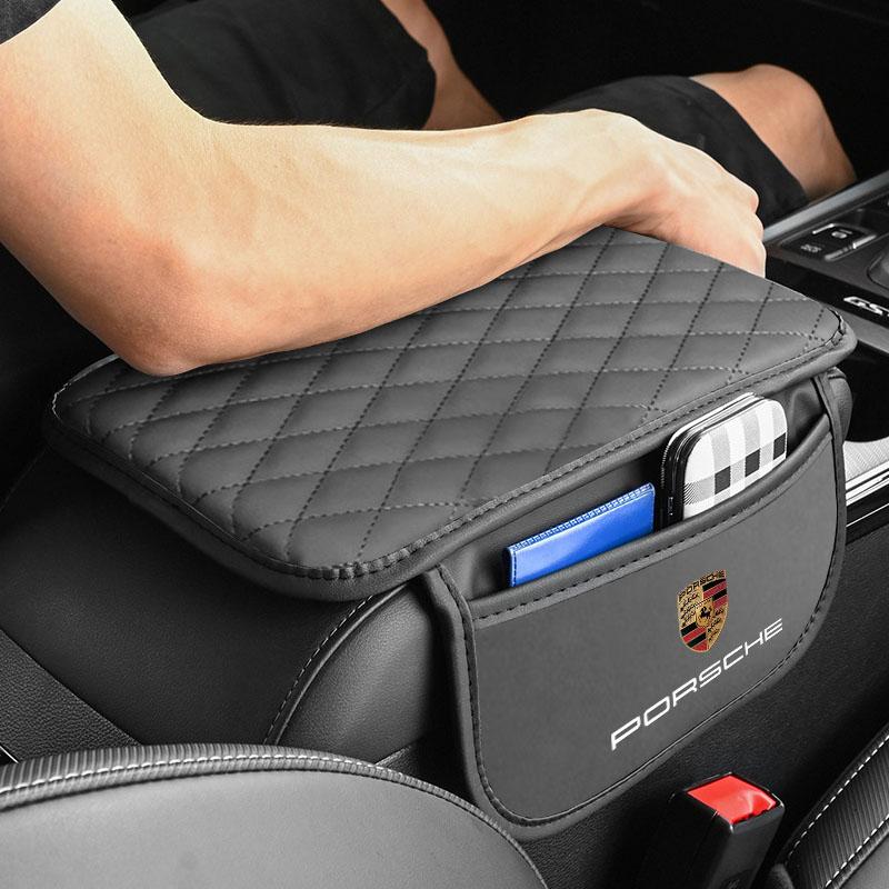 1Pcs Leather Auto Consoles Car Armrest Cushion with Storage Car Styling For Porsche Boxster Cayenne Panamera Macan Cayman 911 918 996 917 991