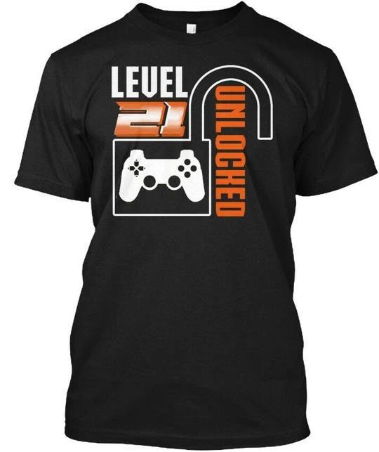 21st Birthday Funny Level 21 Unloc T-shirt Made in the USA Size S to 5XL 4XL
