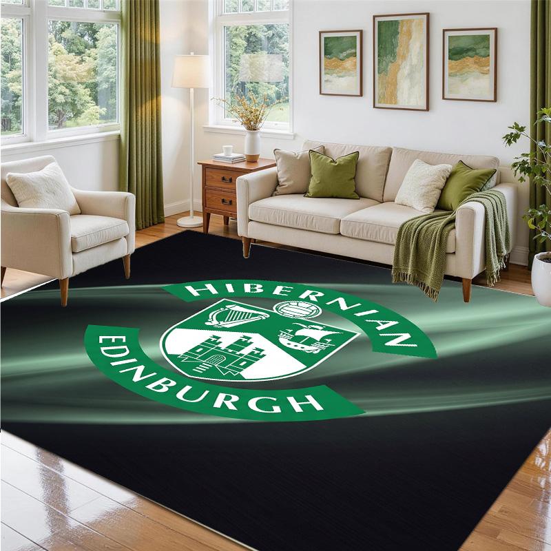 Hibernian FC Design Crystal Velvet Rug Soft Decorative Mat for Bedroom Entrance