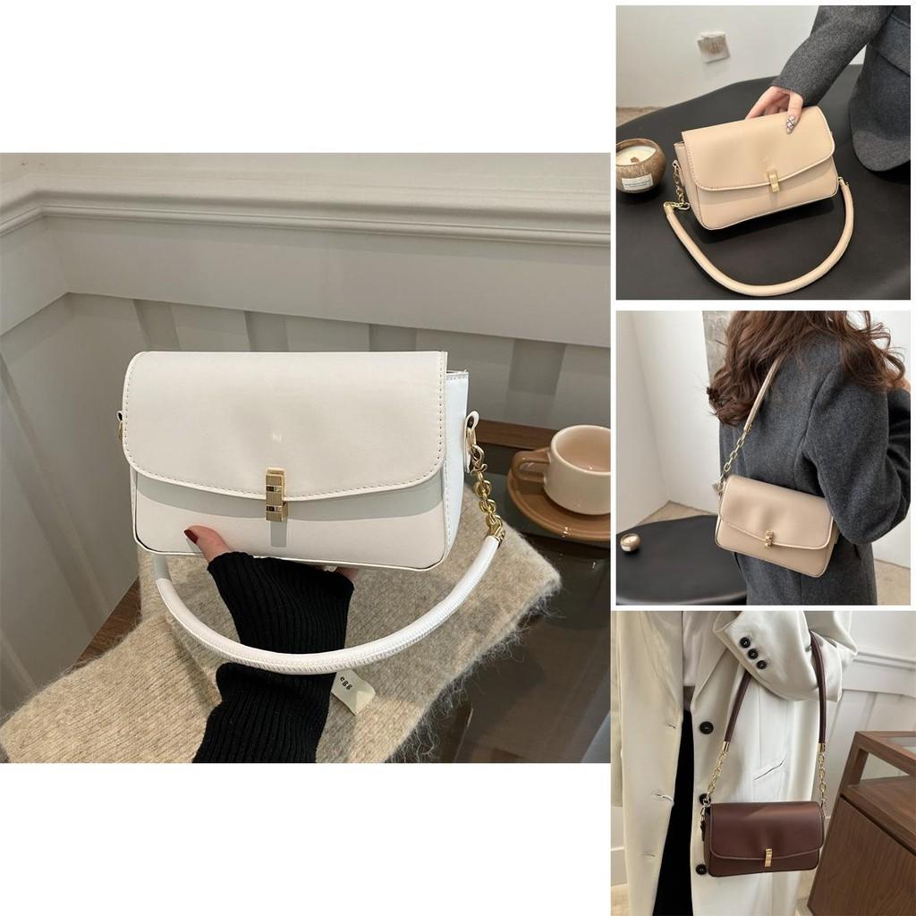 Luxe Minimalist Chain Strap Small Square Purse For Women Available In Black White And Khaki Colors