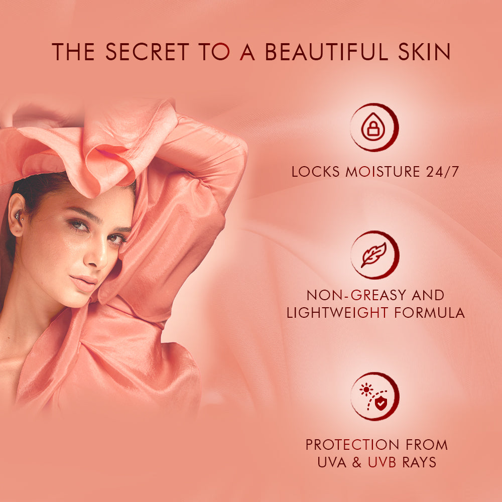 LAKME Şeftali Sütü Nemlendirici SPF 24 Güneş Koruyucu Losyon, 12 Saat Boyunca Nem Kilitler, Güneş Koruması