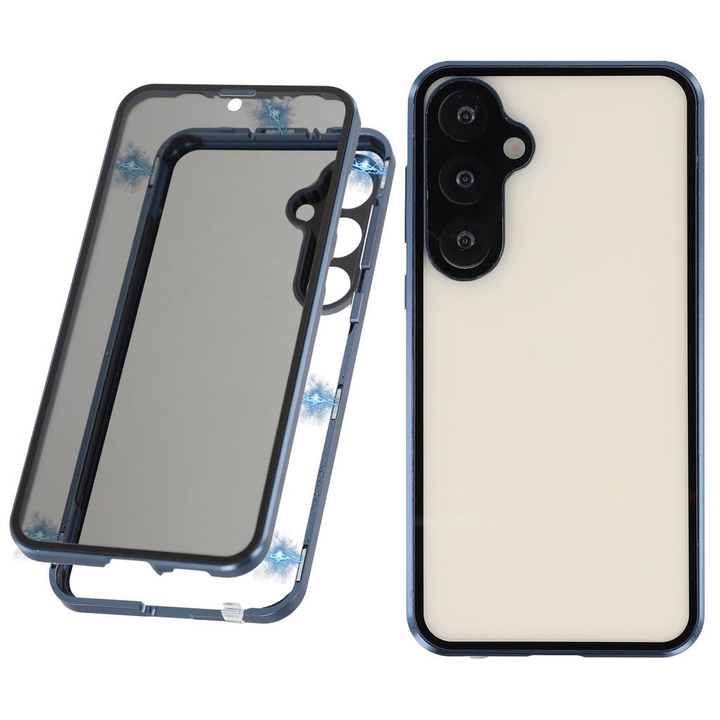For Samsung Galaxy S25+/S24+ Case with Anti-Spy Screen Protector/Lens Film Tempered Glass Metal Phone Cover Magnetic Clasp