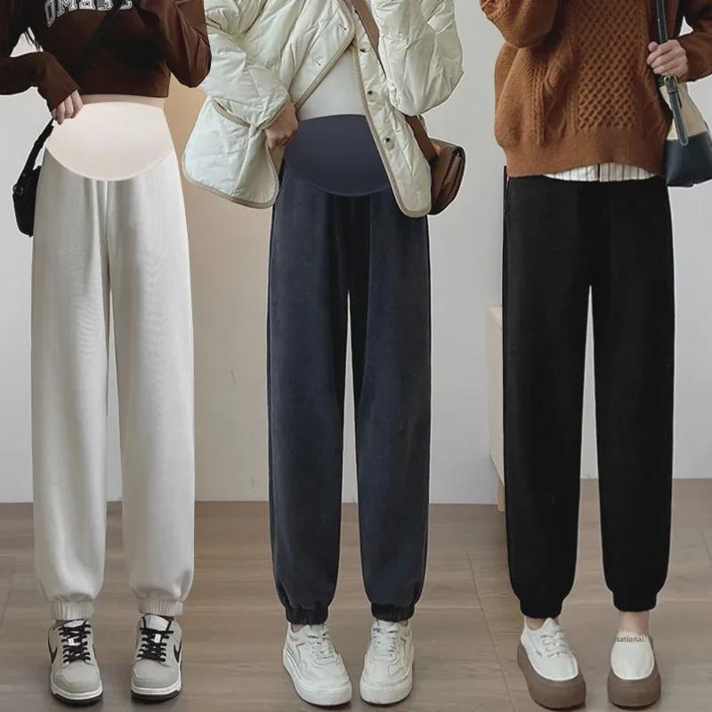 European Chenille Cotton Velvet Maternity Leggings – Thick, Slimming, Winter Sweatpants