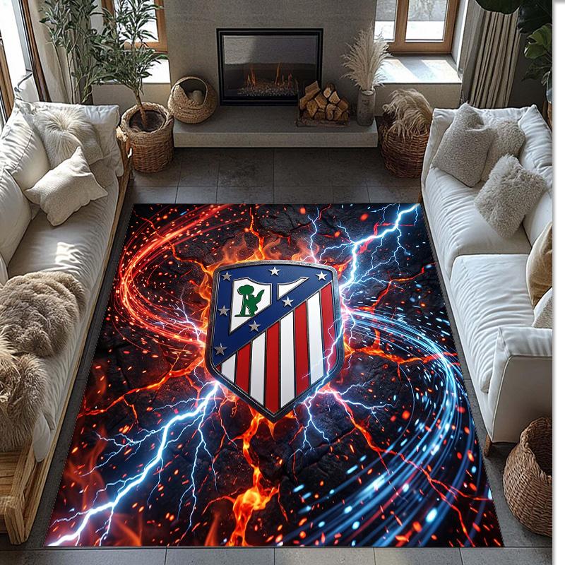 Atletico Madrid Printed Flannel Area Rug Non Slip Soft Polyester Floor Carpet Indoor Decor Mat for Bedroom Living Room Sofa Game Room Home Decoration