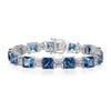Luoxi Temple 2024 S925 Silver Blue Ice Flower Cut Simulated Diamond Bracelet
