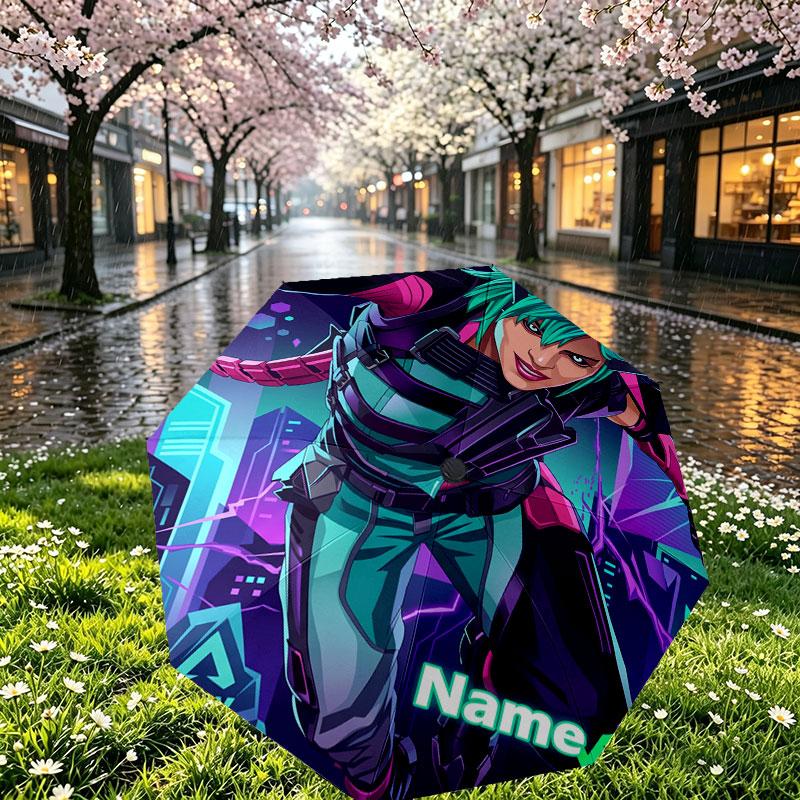 Custom Name Personalized Apex Legends Print Umbrella, Auto Open Close, 8‑Rib Sturdy Frame, Commute Camping Hiking Use, Birthday Gift