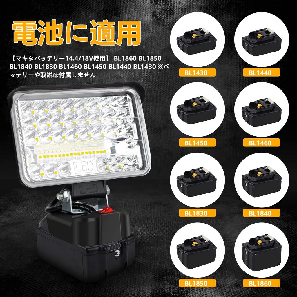 LIGKING LED Floodlight, 100W, 9800LM, Work Light, Makita Compatible, LED Light, Makita 18V Lithium, Makita Compatible 14.4V, 18V LED, Emergency