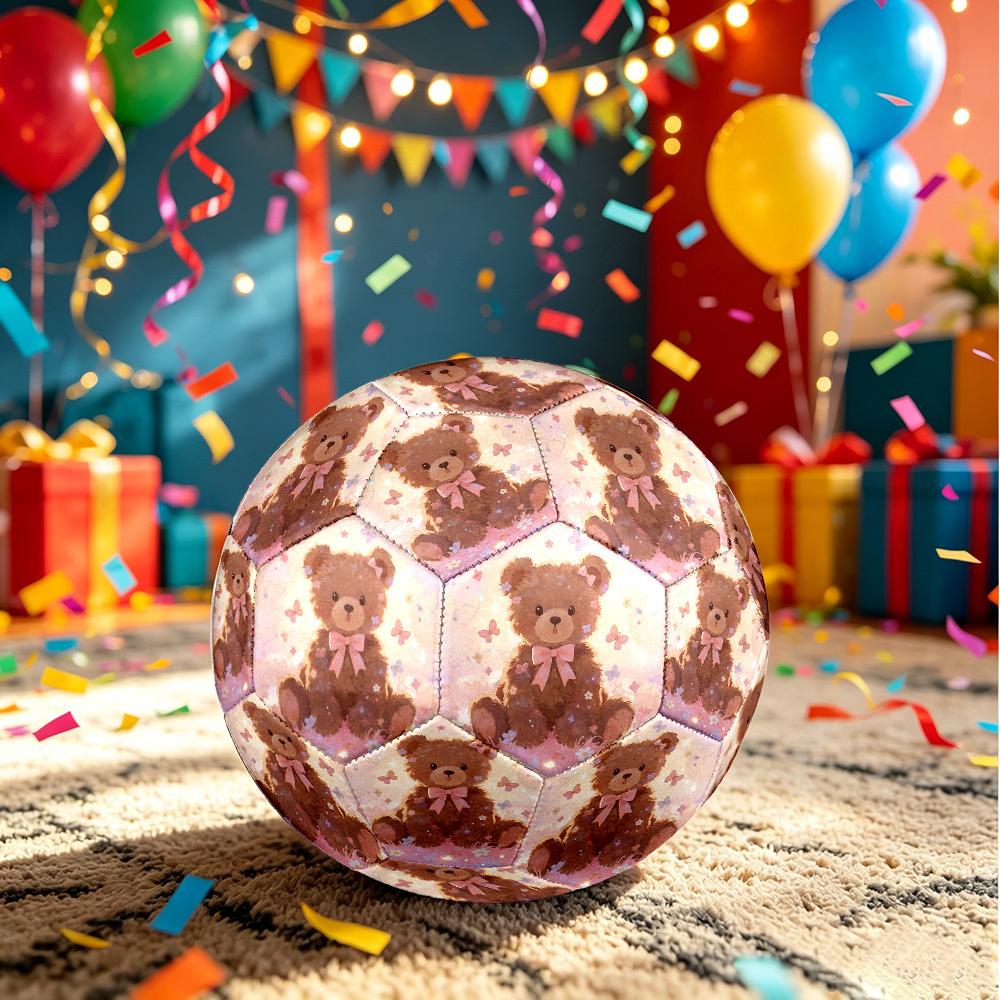 1pc Teddy Bear Fantasy Theme Soccer Ball Football, Size 5, Lightweight PVC, Outdoor Training Soccer Ball,Gift C6540