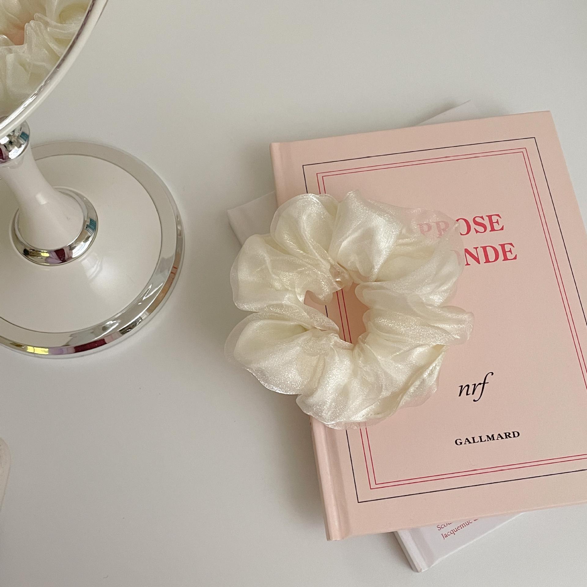 Korean-Style Floral Hair Tie and Mesh Bag Set for Women