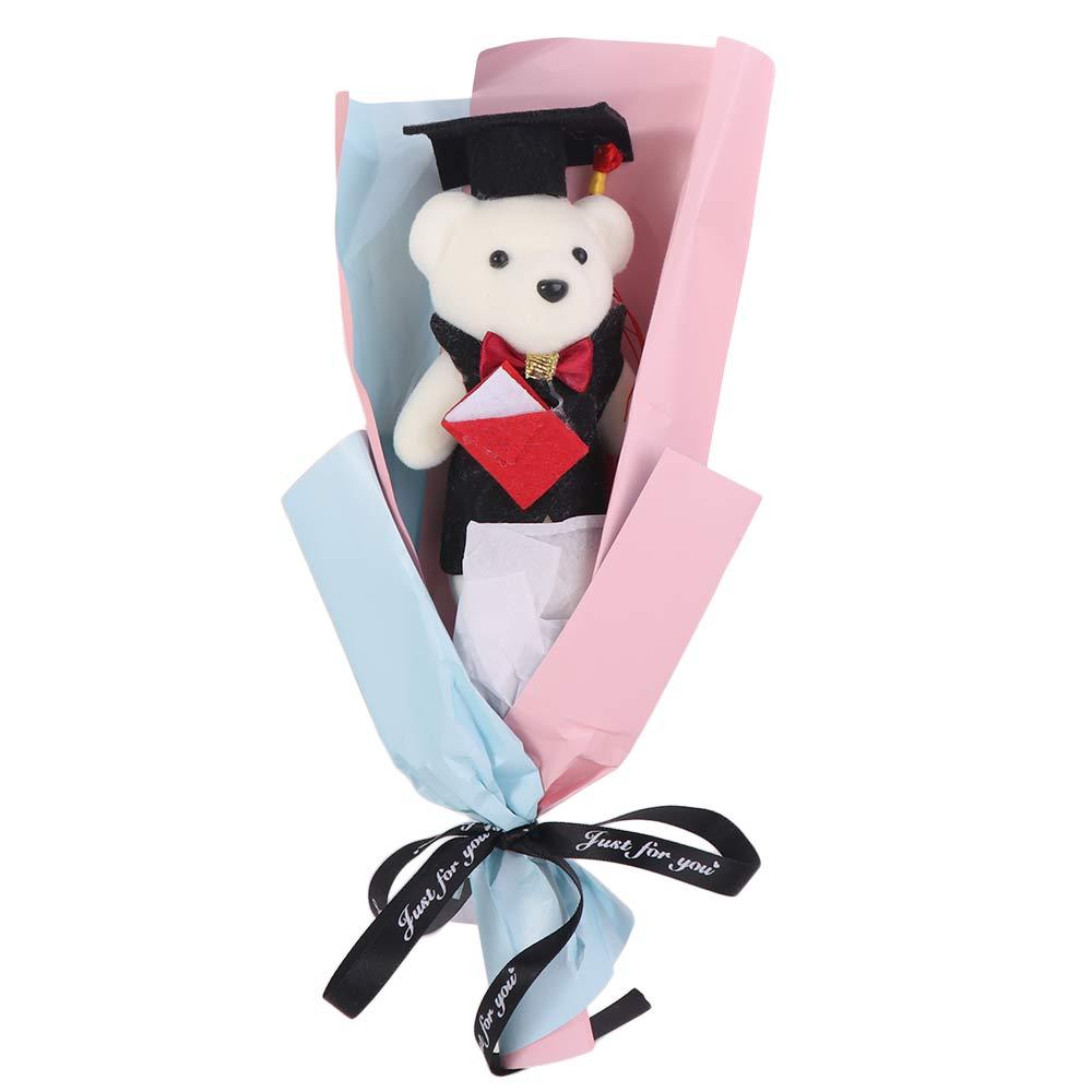 Lovely Graduation Bear Bouquet Chic Graduation Gift Animal Bouquet Bear Plush Bouquet  Student Gift