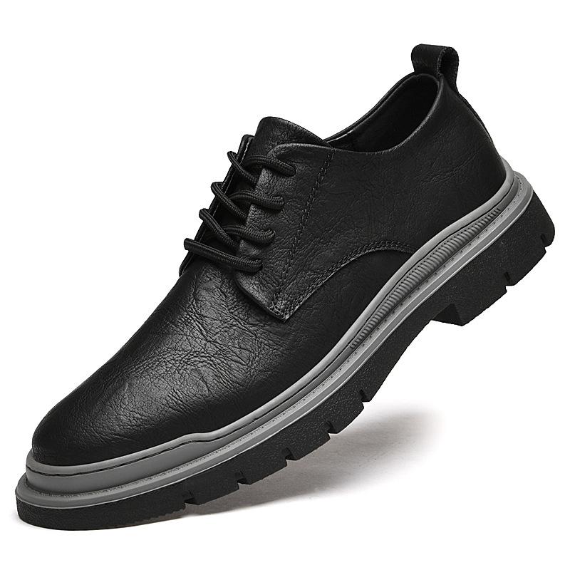 Spring and Autumn Tooling Martin Shoes Men's Low Top Retro Lace-Up Denim Style British Casual Big Head Leather Shoes Work Shoes
