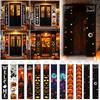Set - Pumpkin Flag and Door Curtain for Porch Party Outdoor Decor