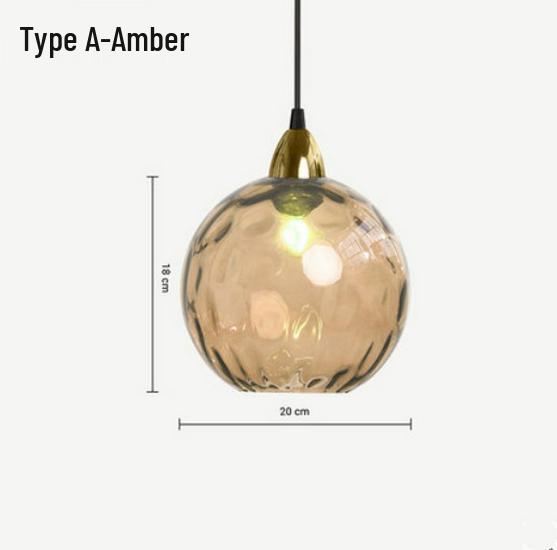 Nordic Embossed Colorful Glass Sphere Pendant Light for Bedroom, Bedside, or Restaurant Bar.