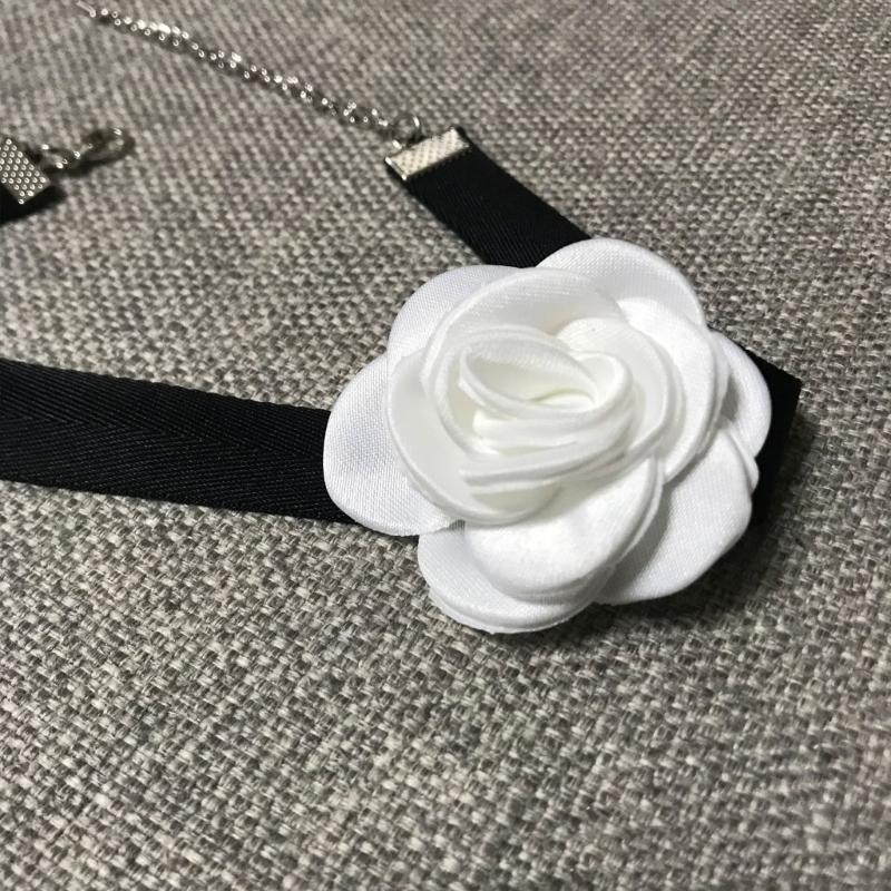 Soft Sext Choker Tie Cravat Flower Choker Women Black Cloth-Flower Collar Choker Necklace for Girls Accessories for Teen