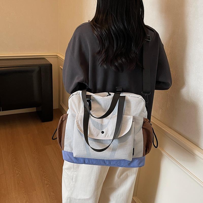 Large Capacity Travel Bag Color Contrast Tote Bag Women's Crossbody Bag