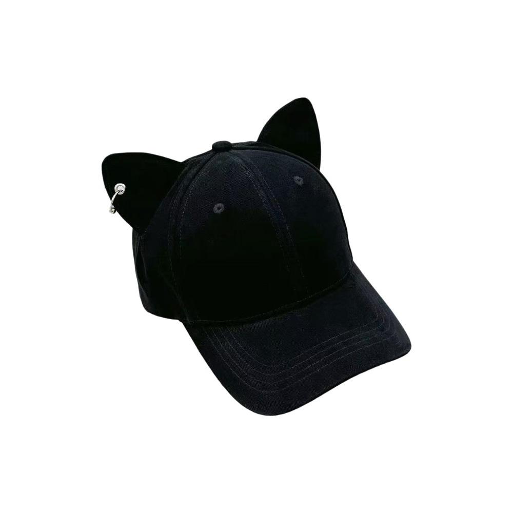 Cute Sweet 3D Cat Ears Baseball Cap Sun Protection Adjustable Baseball Hats Hard Top Visor Peaked Cap Spring and Summer