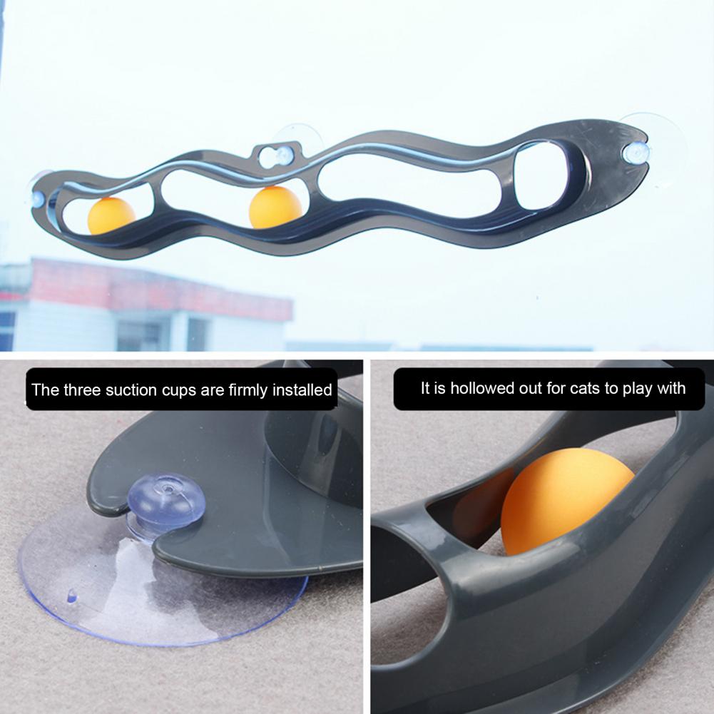Cat Toy Cat Boredom Relief Toy Cat Track Ball Toy with Suction Cup for Boredom Relief Stress Reduction Wall Mount Hollow Wavy
