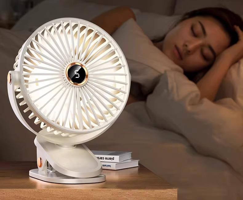 Silent Rechargeable Clip-On Fan for Dorms - Long Battery Life, Desktop & Wall Mountable