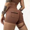 Pantaloncini Cargo Moda Anello per Gamba Vita Alta Sexy Estivi Pantaloni da Allenamento Sport Yoga Corsa Sollevamento Fianchi Fianchi a Pesca