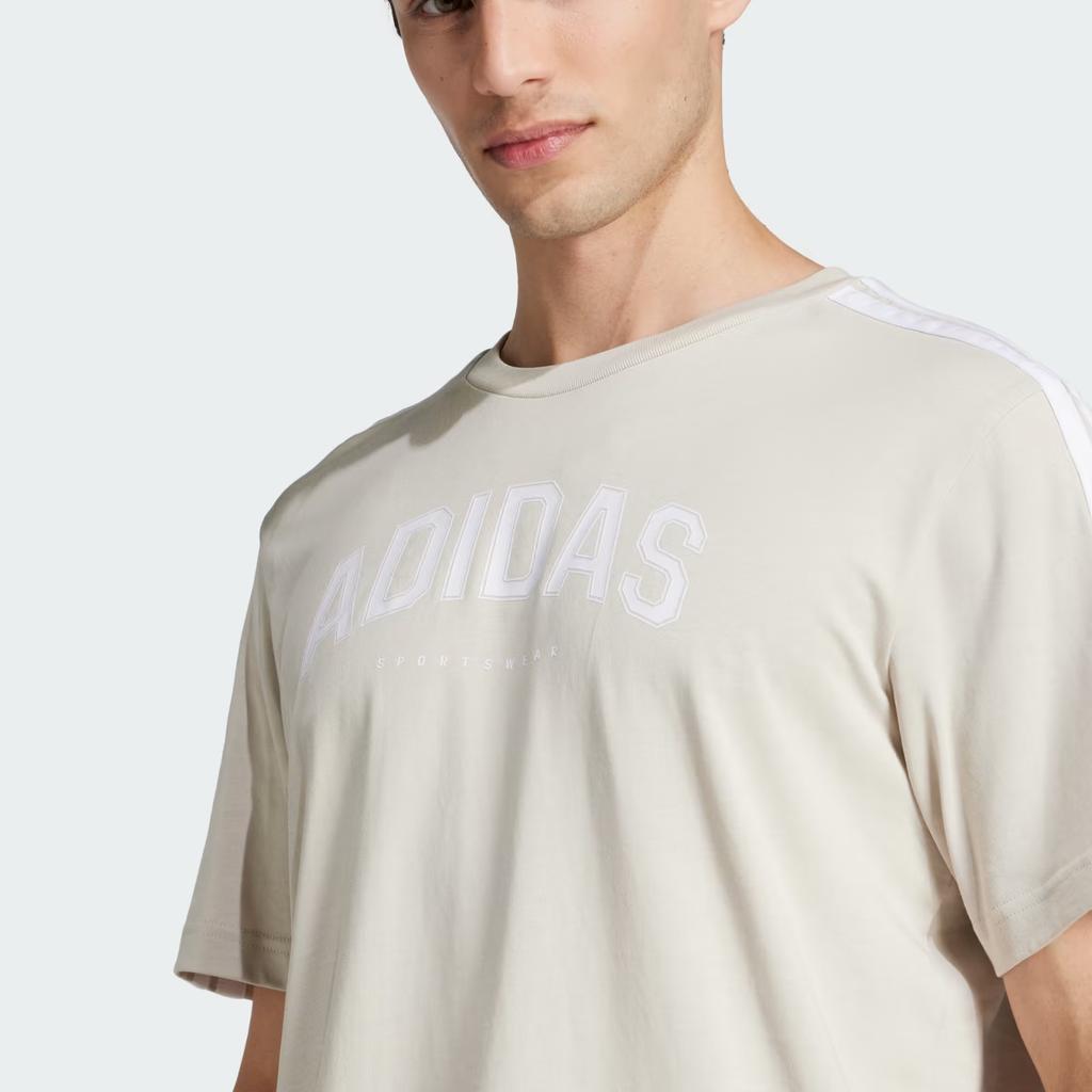 Adidas Letter Round Neck Short Sleeve T-Shirt Unisex Tops Light-Brown JJ3870