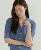 Lingseoul Open Collar Cotton Knit-Blue