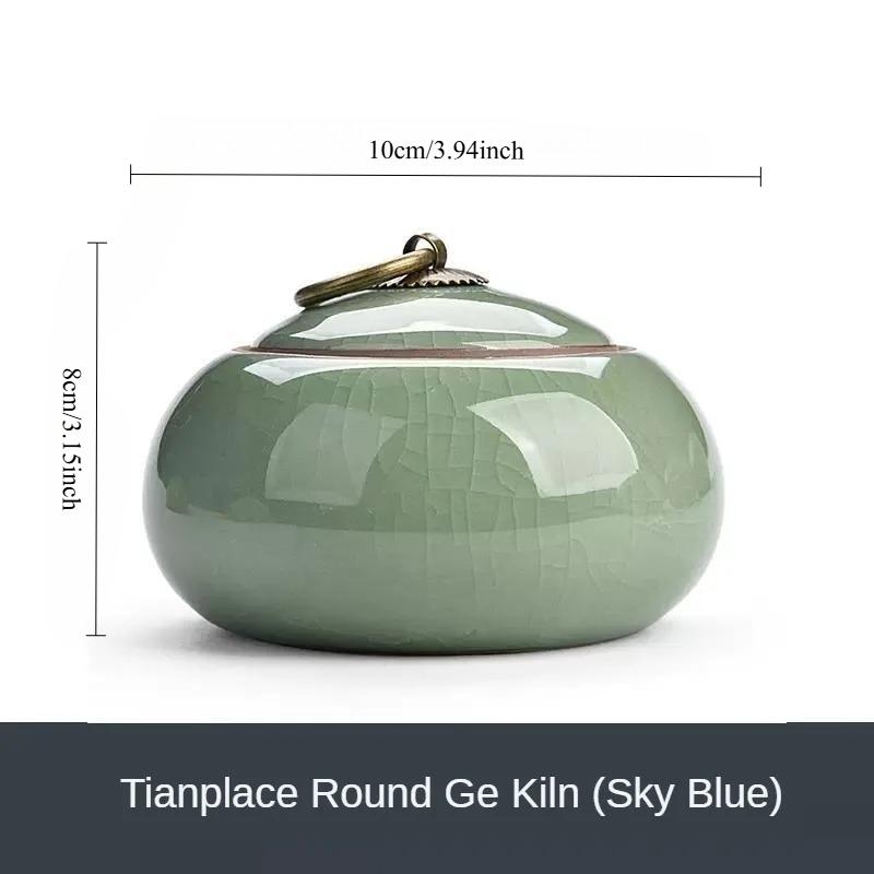 Pequeño recipiente de cerámica para té chino, caja para almacenar todo tipo de té, recipiente de cerámica rústica para té Pu-erh, estilo moderno.