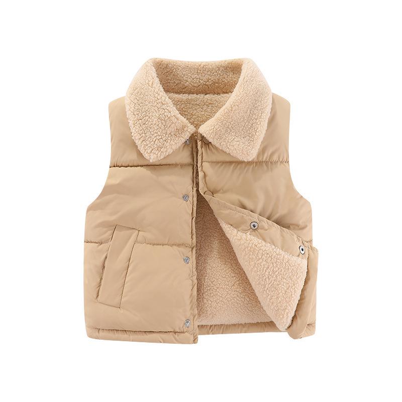 

2026 Unisex Baby Cotton Vest with Plush Lining - Lambswool Outerwear 100cm абрикосовий