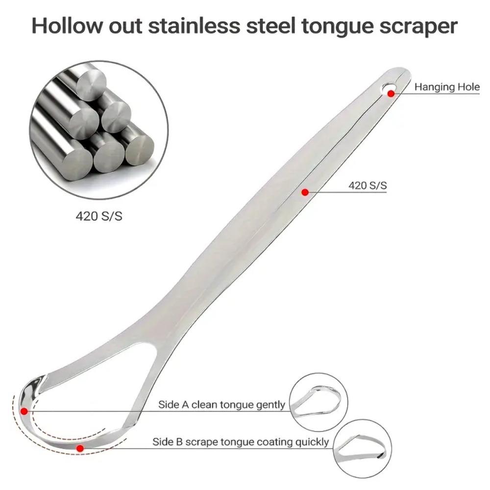 Stainless Steel Tongue Scrapers Tongues Cleaner for Adults Kids Portable Tongue Coating Remove Mouth Cleaner Cleaning Tools