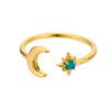Simple And Luxurious Moon Opening Ring, Octagonal Star Shaped Women'S Ring, Personalized Star And Moon Ring, Fashionable And Elegant Accessory.