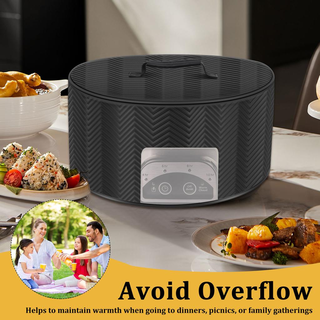 Kitchen Dust Cover Polyester Slow Cooker Cover with Pocket and See Through Window Appliance Dust Cover for 6/7/8L Slow Cooker