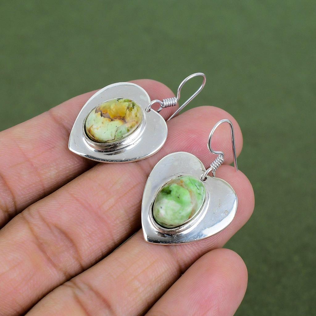 Australian Chrome Chalcedony Earring 925 Sterling Silver Earring Natural Gemstone Jewelry Handmade Earrings Gifts For Mother Antique Jewelry