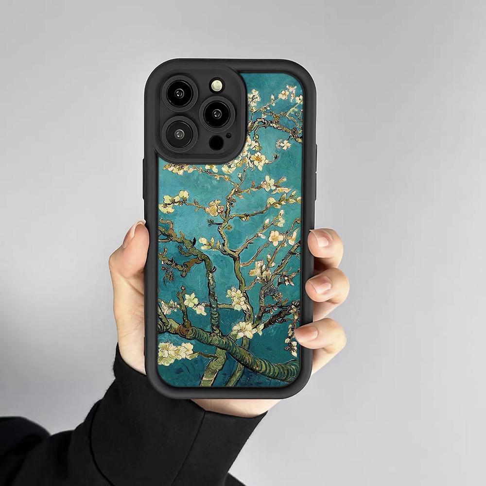 Oil Painting Flower Pattern Mobile Phone Case Suitable for iPhone 17 16 15 14 13 12 11 Pro/ Max /Plus Anti-fall and Shockproof