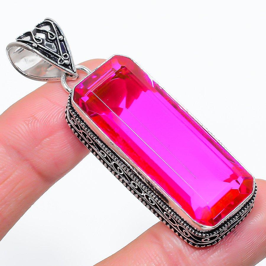 

Vintage Pink Rubillite Gemstone Handmade Ethnic Jewelry Pendant 2.40 VR-1880