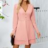 Dámská móda Výstřih do V Dlouhý rukáv Jednobarevné Slim šaty Knoflíkové šaty Neformální Vrstvené šaty