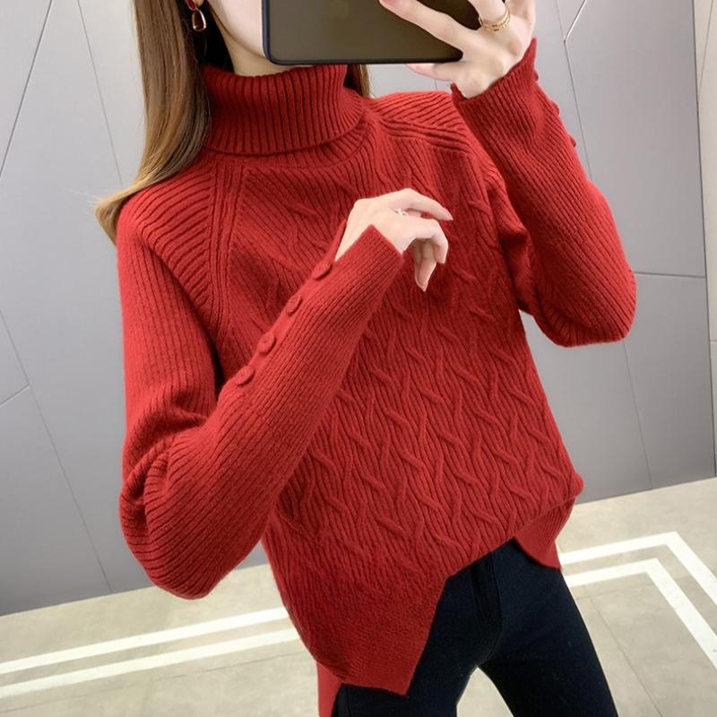 Autumn and Winter Thick Warm Turtleneck Knitted Sweater Women Loose Slim Fit Pullover Women's Sweaters Elegant Solid Fashion Lady Casual Jumpers 25272