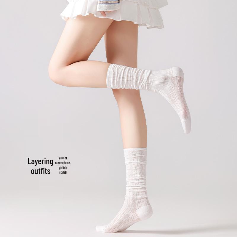 Bamboo Fiber Knee-High Compression Calf Socks for Women - Breathable, Antibacterial, and Thin Mesh Design