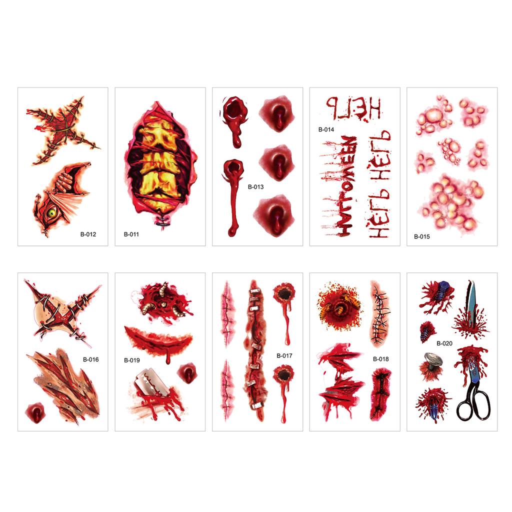Mexico Halloween Large Mouth Face Tattoo Stickers Holiday Temporary Spookys Horror Mouth Spookys Look Stickers for Cosplay Part